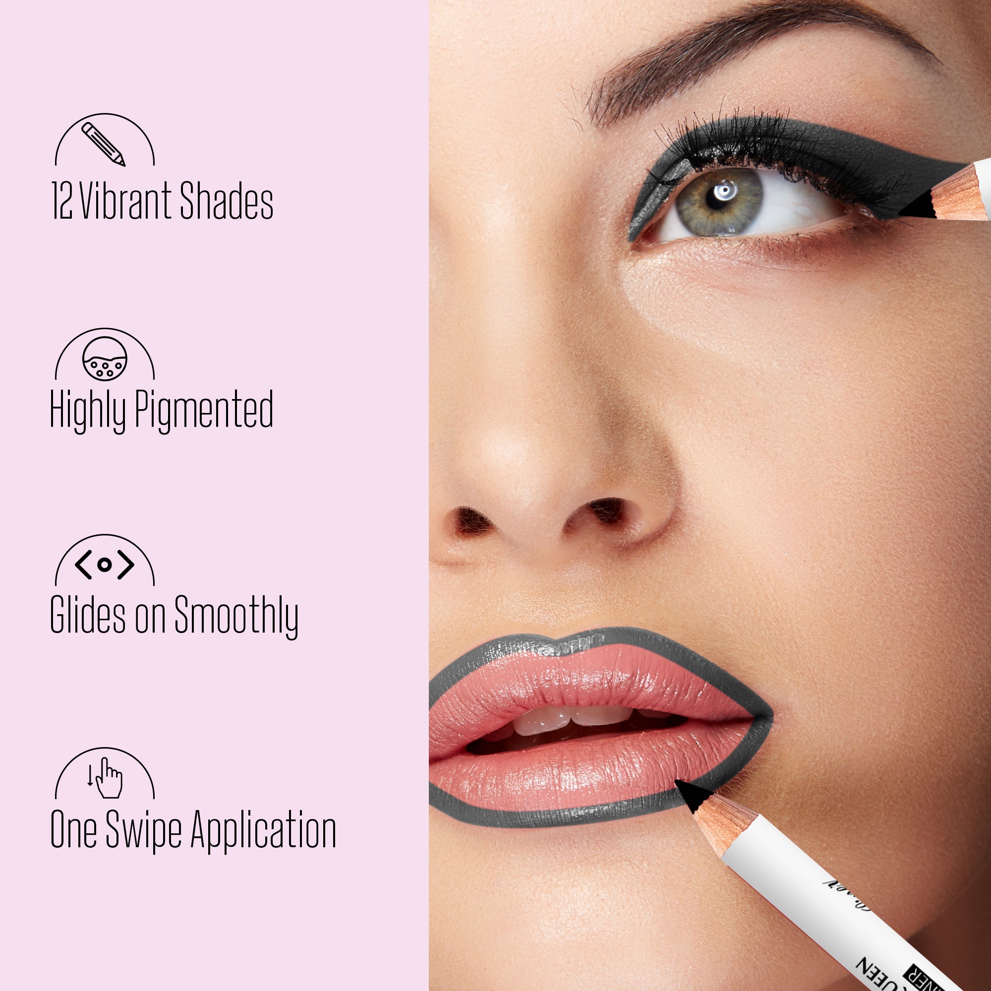 Lip & Eye Definer Set – 12 Shades for Precise Looks