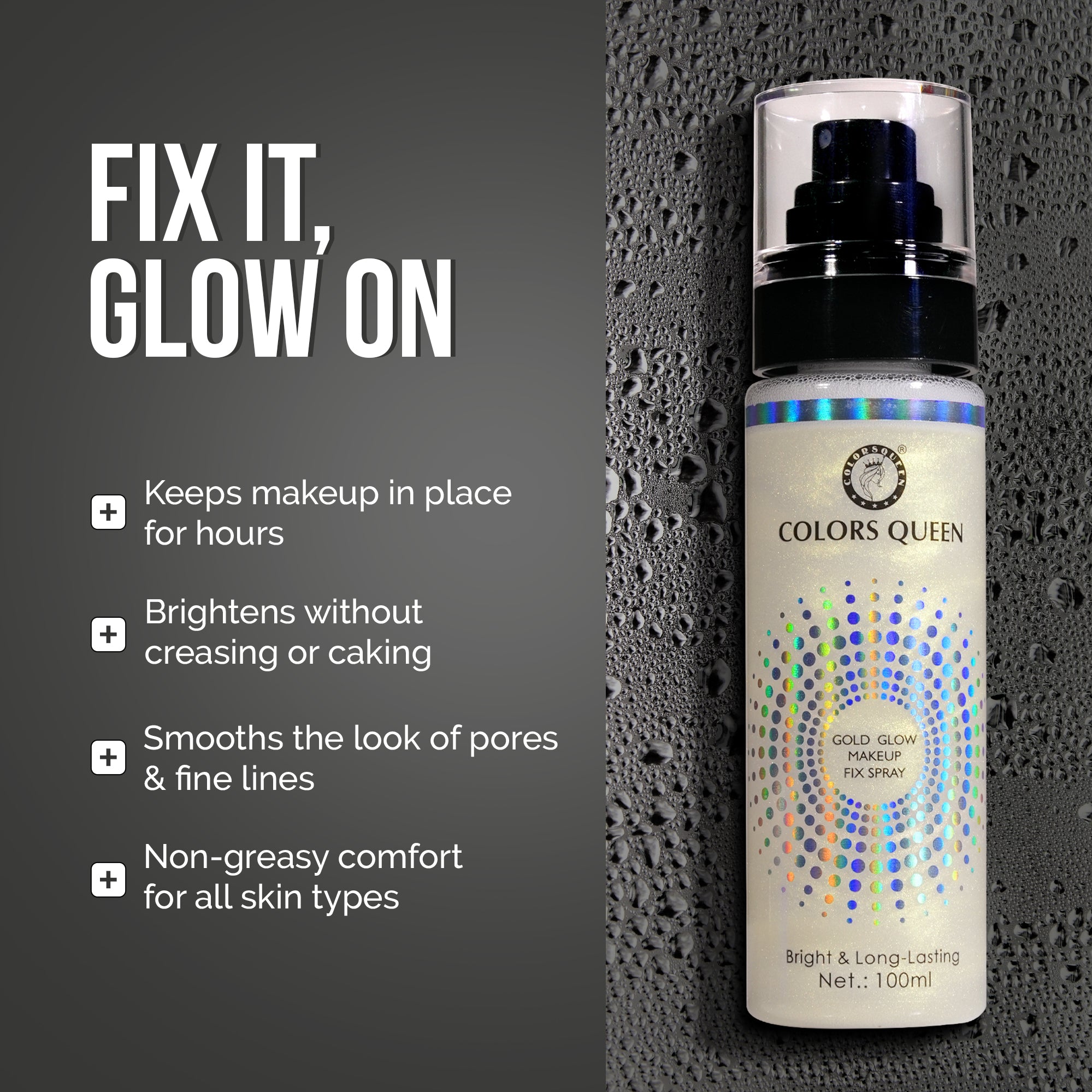 Colors Queen Gold Glow Makeup Fixer Spray