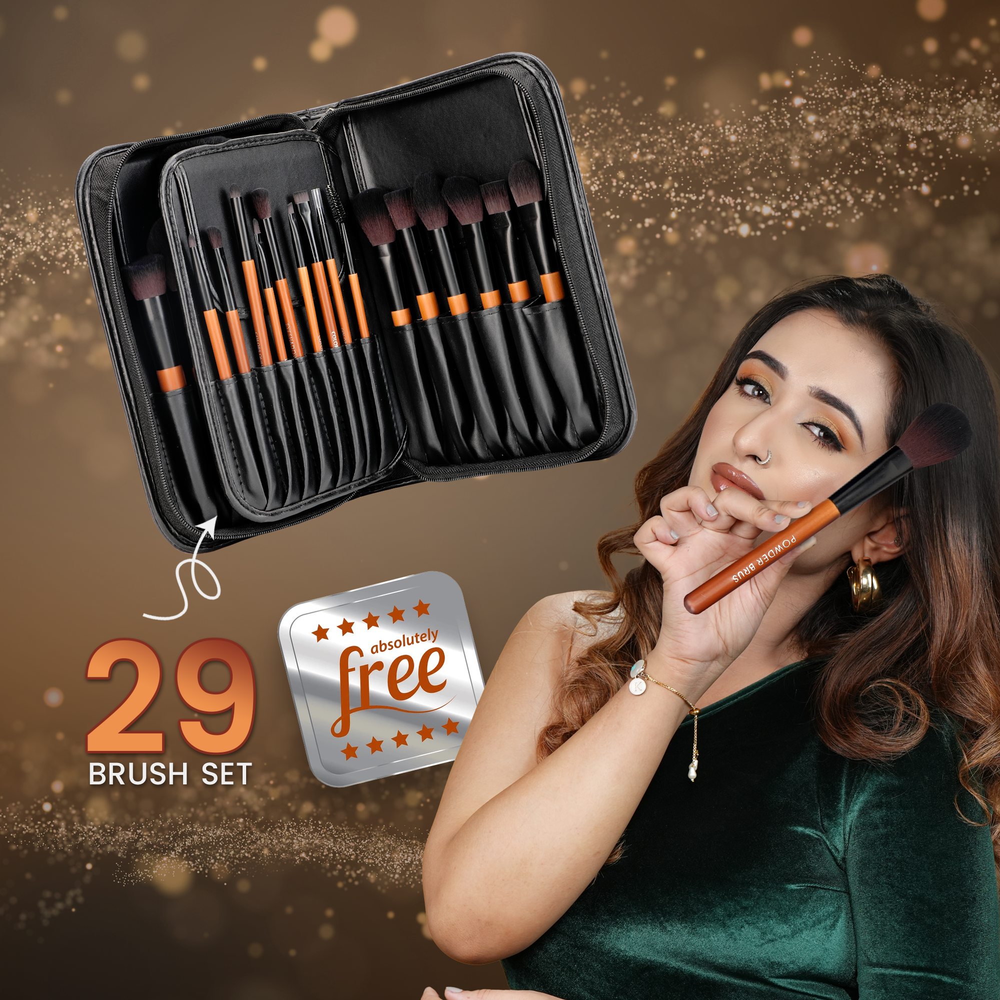 Glam Ready Bridal Makeup kit with Free 29 Brush Set – Complete Set