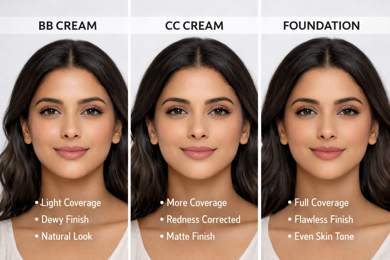 BB Cream Vs CC Cream Vs Foundation
