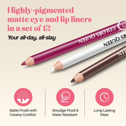 Vivid Matte Lip &amp; Eye Pencil – 12 Smooth Shades Set