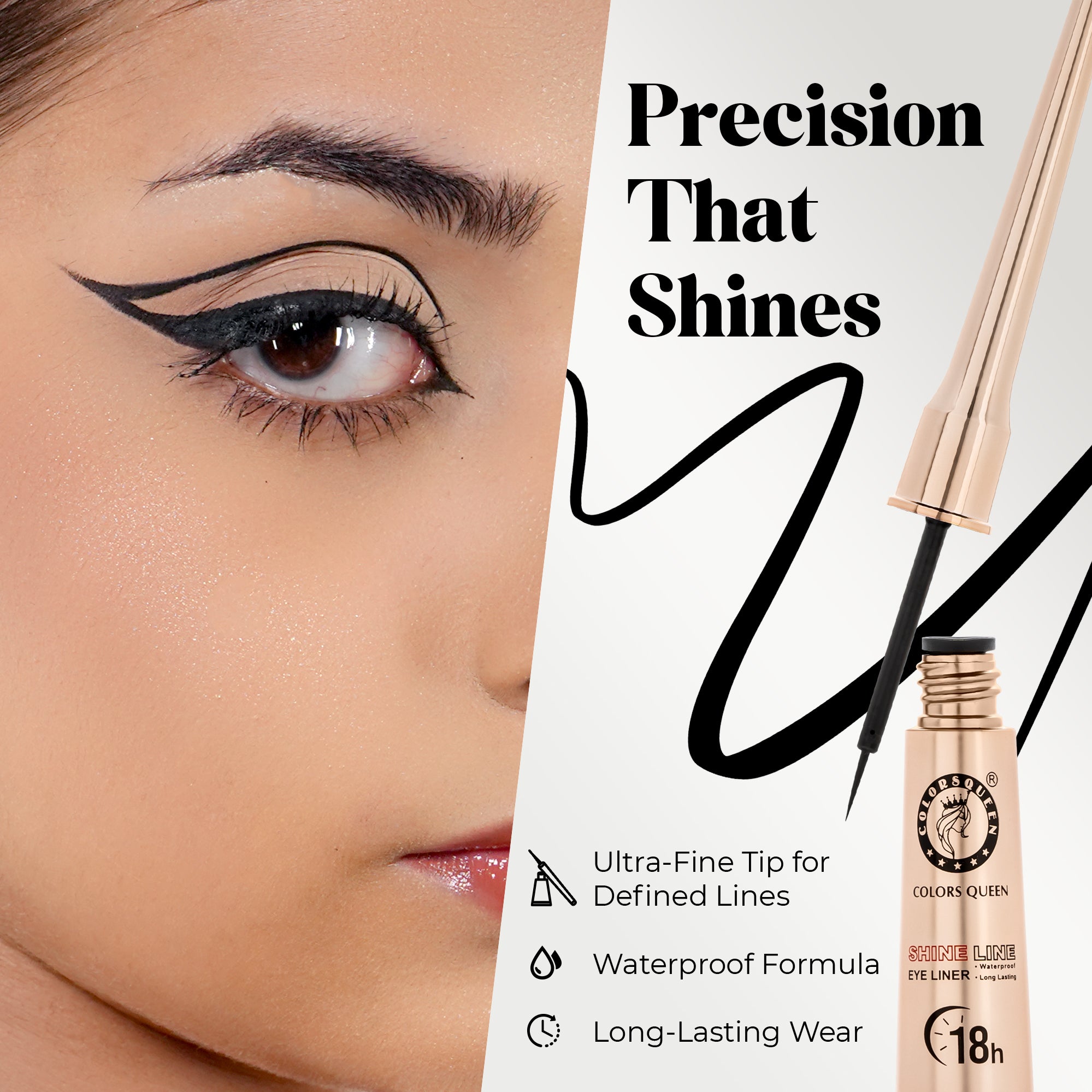 Shine Line Long Lasting Waterproof Eyeliner (Black) | 6 Ml