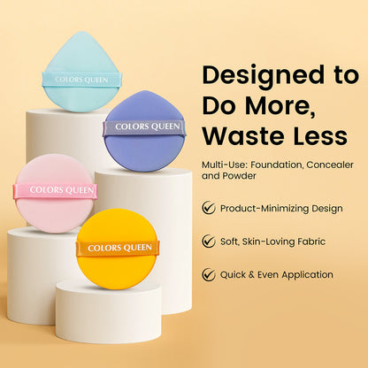 Pack of 4 Makeup Puffs with Powder, Foundation, Concealer &amp; Multipurpose Puff