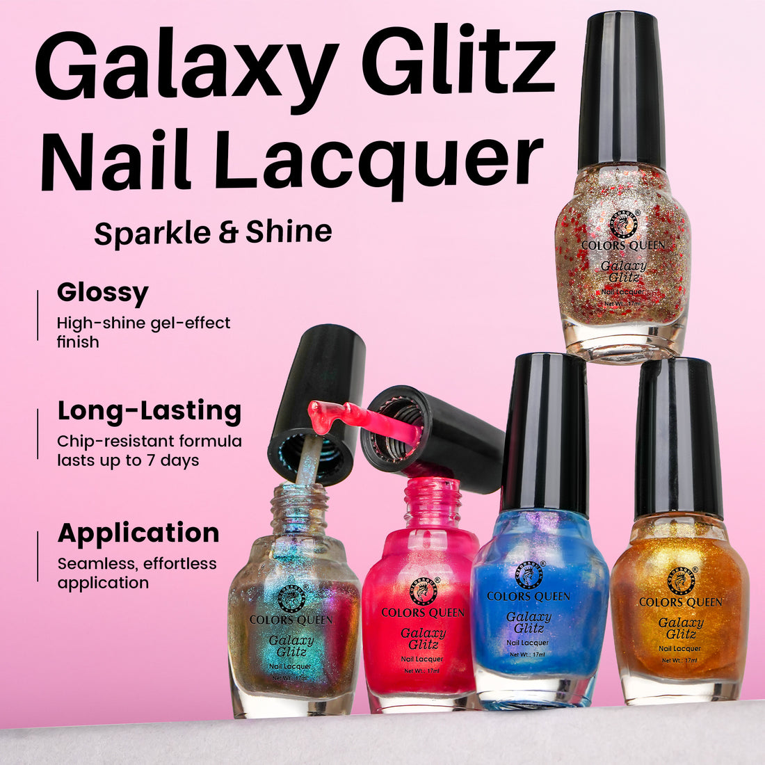 Galaxy Glitz Nail Paint with Removing Pads for Flawless Shine