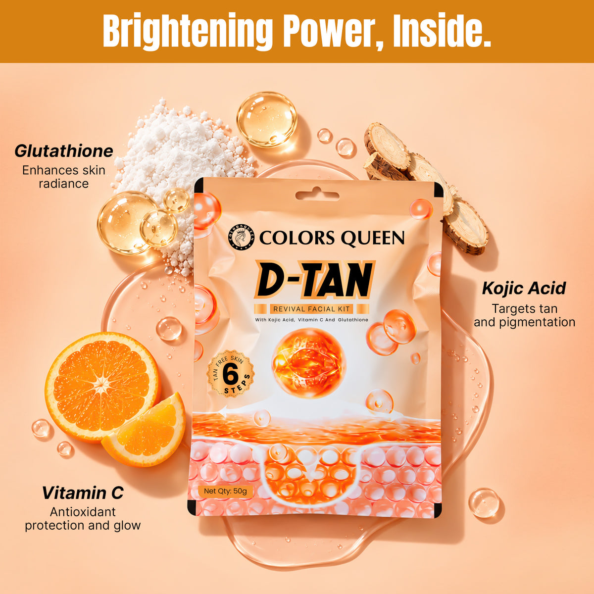 Colors Queen D-TAN Revival Facial With Kojic Acid, Vitamin C, and Glutathione