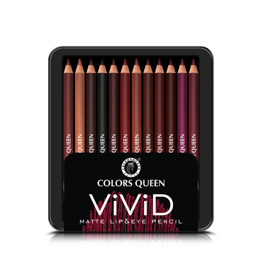 Colors Queen Vivid Matte Lip And Eye Pencil Pack of 12