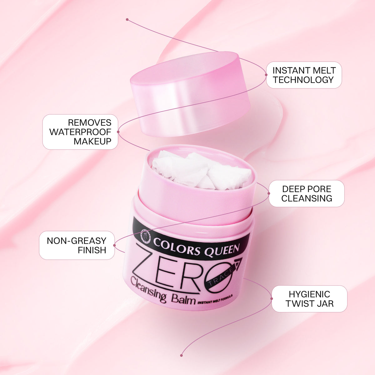 Colors Queen Zero Trace Cleansing Balm for Complete Makeup Removal