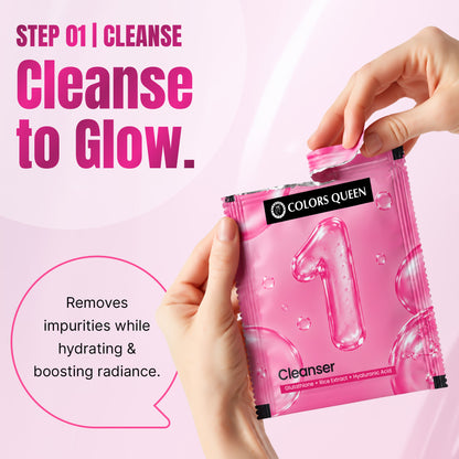 Colors Queen Korean Glass Skin Facial Kit Enriched with Glutathione, Rice Water Extract, and Hyaluronic Acid
