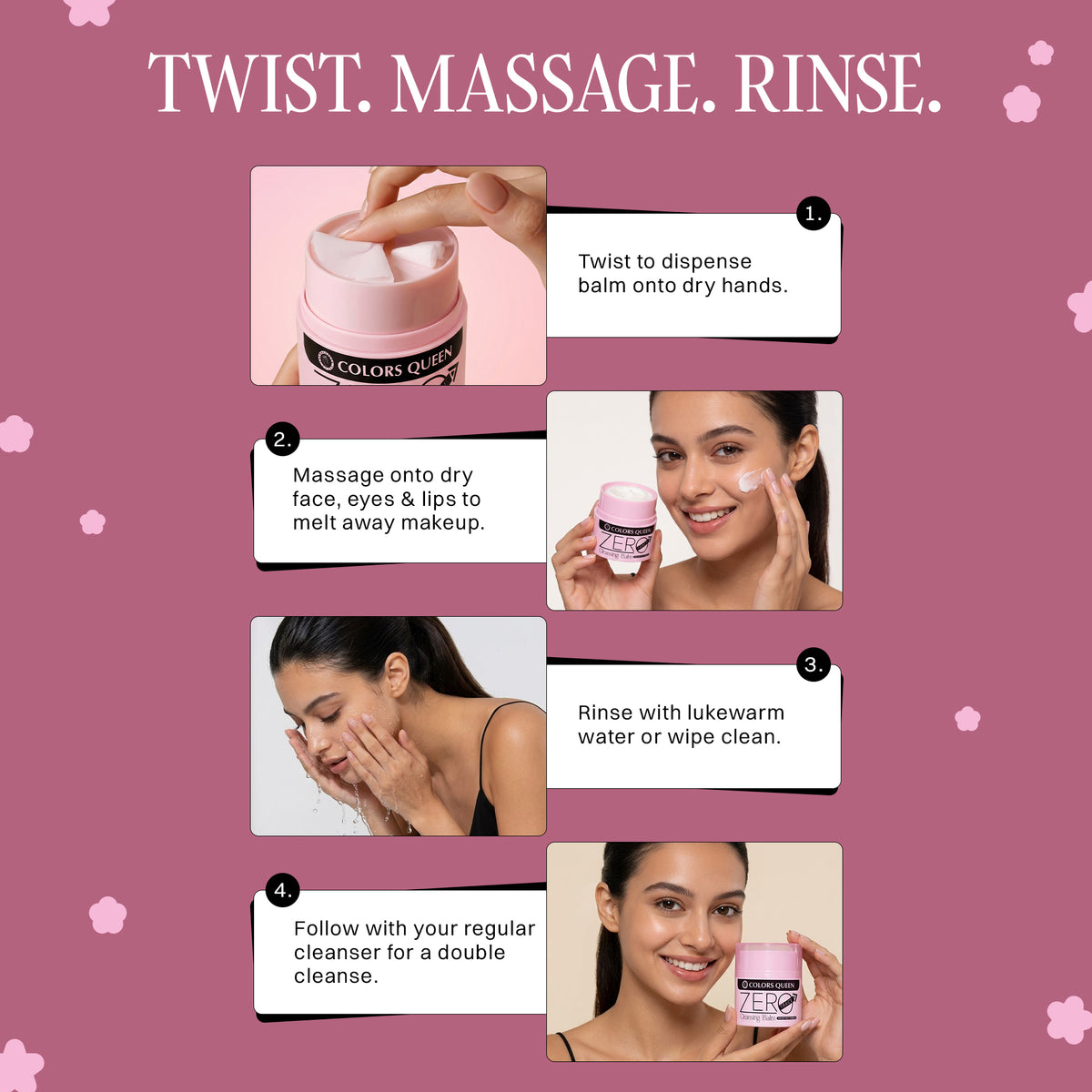 Colors Queen Zero Trace Cleansing Balm for Complete Makeup Removal