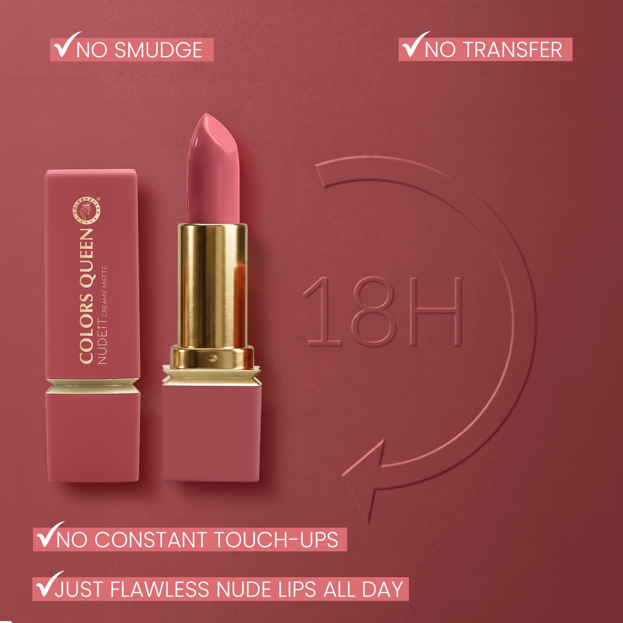 Colors Queen Nudeit Creamy Matte Lipstick – 12 Nude Shades, Waterproof &amp; Long-Lasting