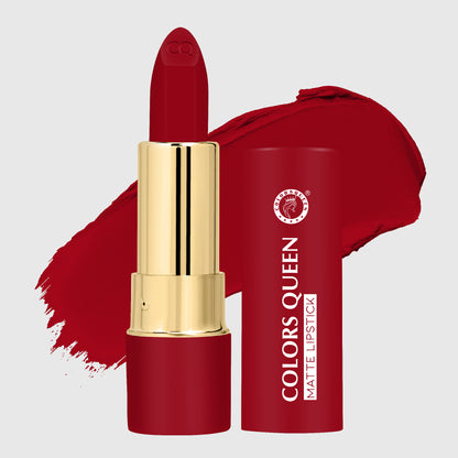 Colors Queen lippie creamy matte lipstick with hot red shade and swatch